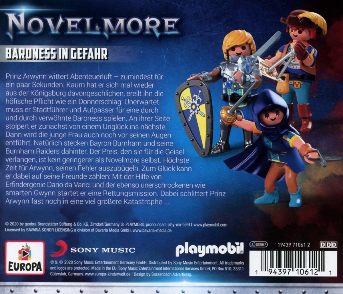 Rückseite einer Playmobil-Box mit Ritterfiguren und Text.