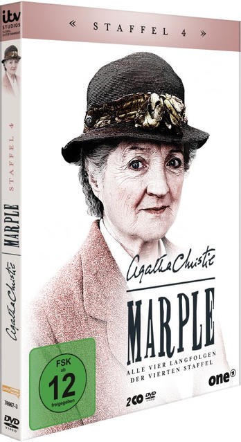 DVD-Cover der Agatha-Christie-Marple-Serie. Enthält eine ältere Frau mit Hut und einen Titel.