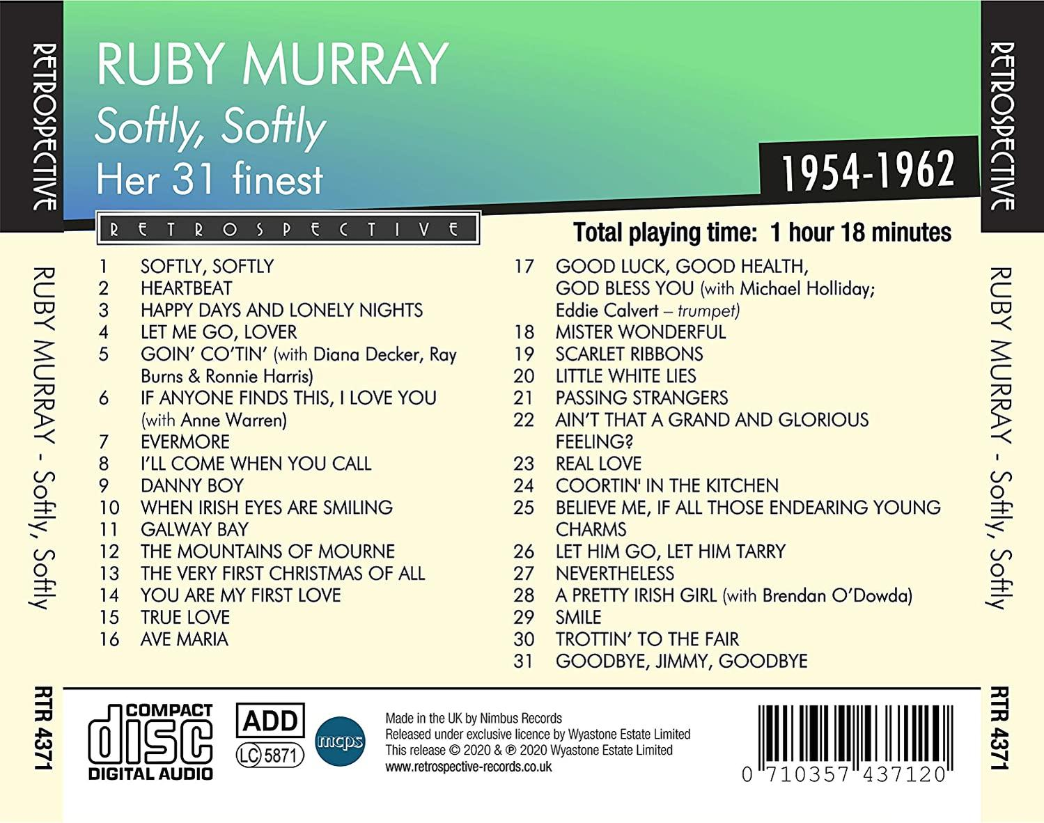 Ruby Murray - SOFTLY SOFTLY  - (CD)