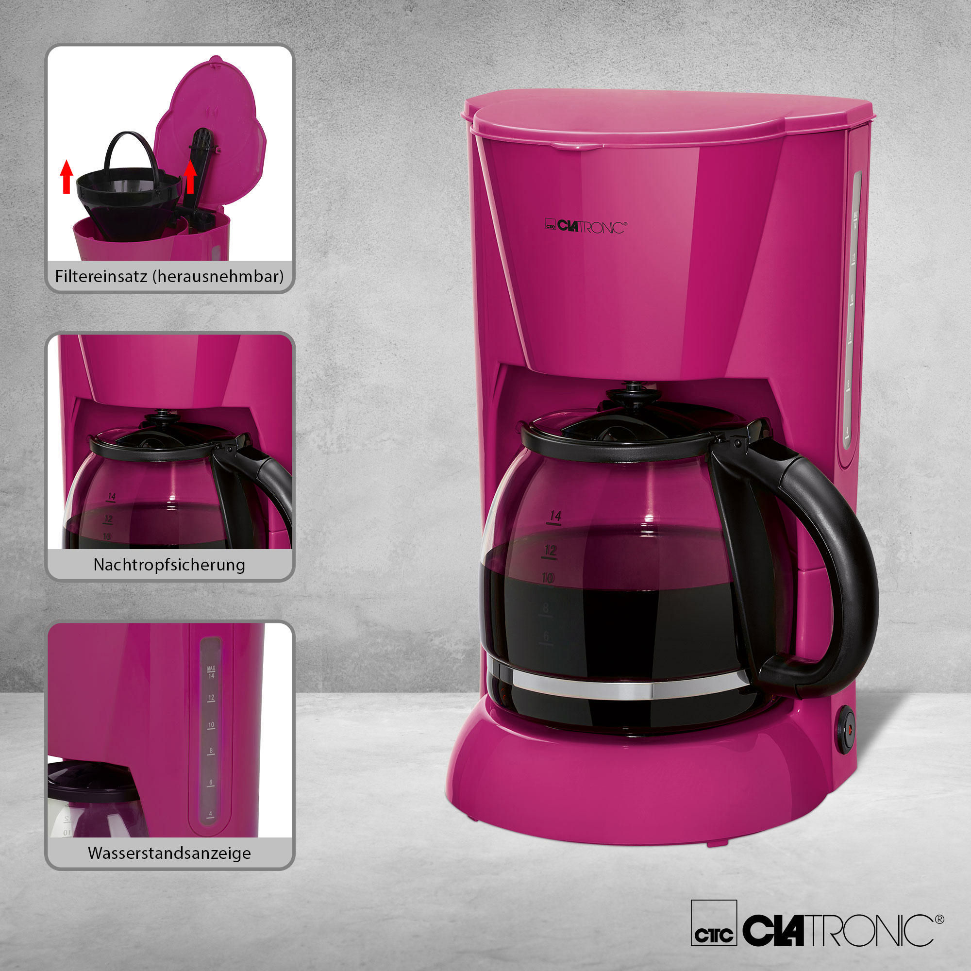 CLATRONIC KA 3473 Kaffeemaschine Brombeer
