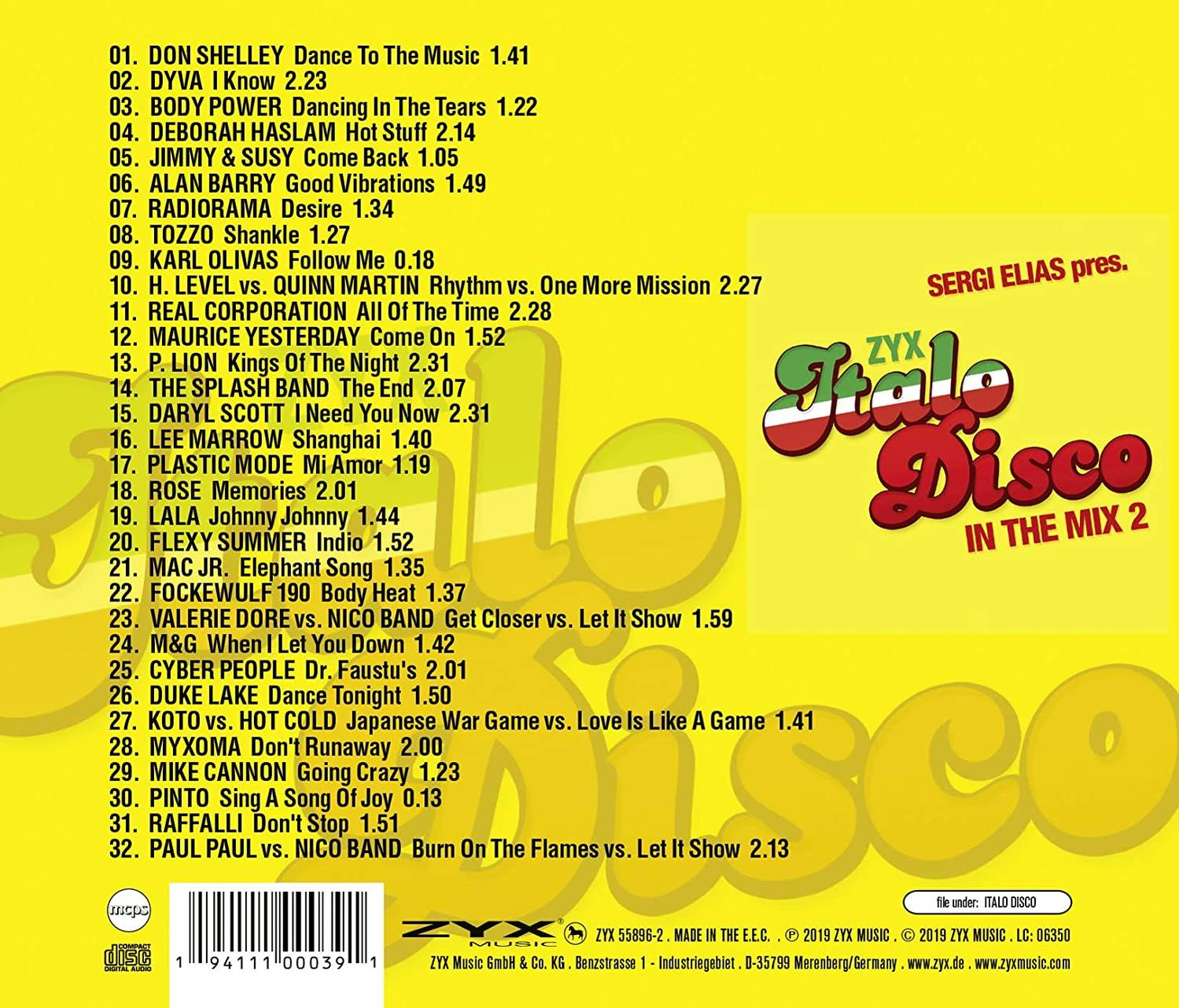 Rückseite des Albums 'Italo Disco in the Mix 2'.