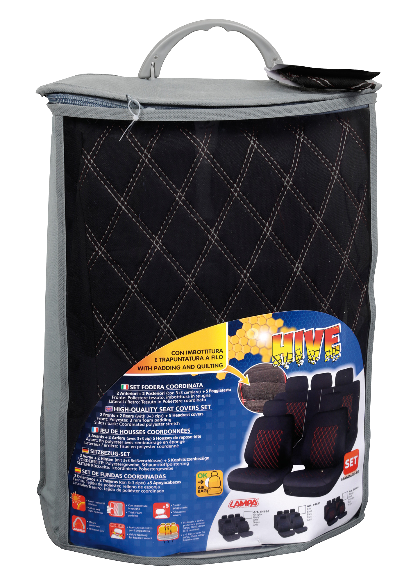 LAMPA Hive 9 részes üléshuzat szett, fekete-szürke