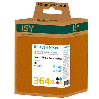 Cartucho de tinta - ISY IHI-4364-MP-XL, Pack 4 tintas, Compatible con HP 364 XL, Multicolor