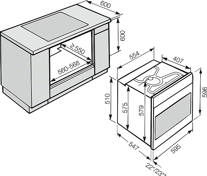MIELE H 6167 E, Backofen (Einbaugerät, 76 l, 554 mm breit)