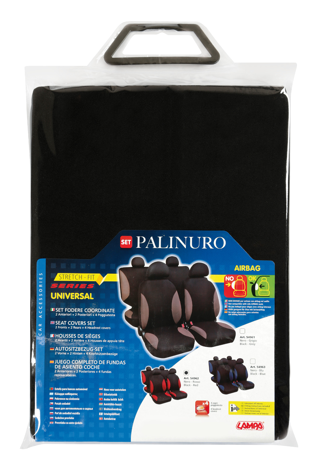 LAMPA Palinuro univerzális üléshuzat szett, fekete-piros