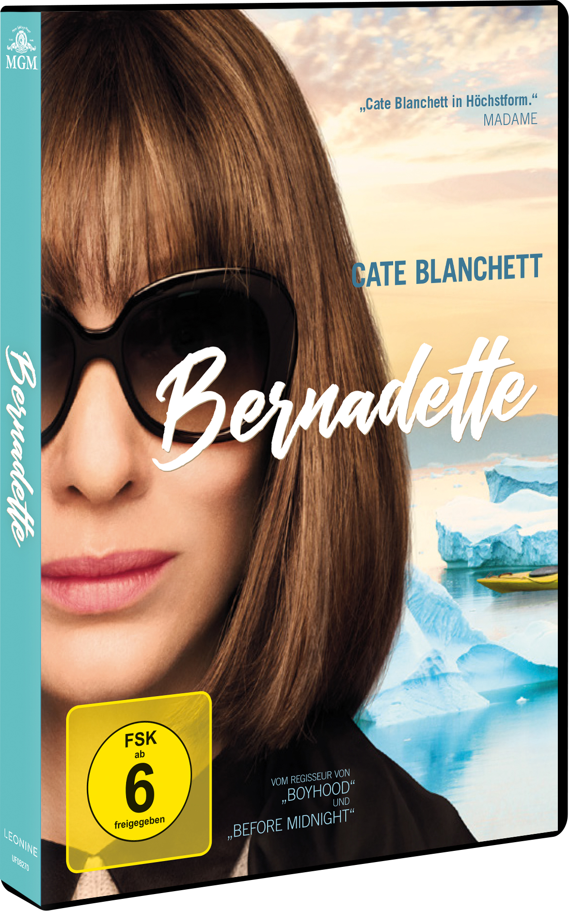 DVD-Cover des Films Bernadette mit Cate Blanchett mit Sonnenbrille.