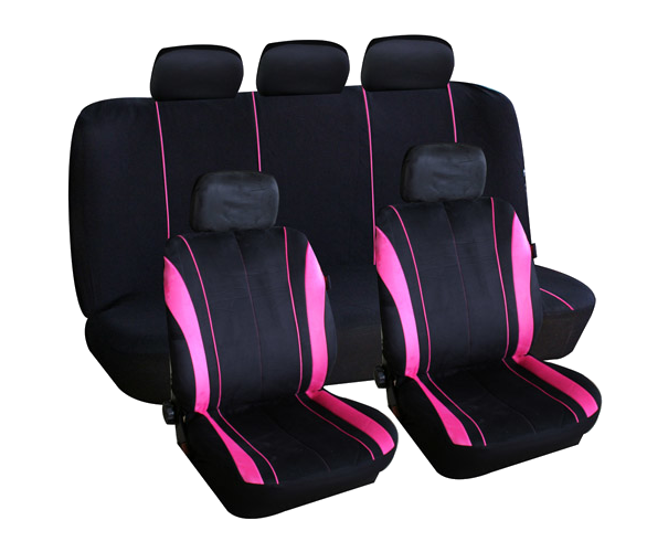 HOMASITA Anma 9 részes univerzális üléshuzat szett, fekete rózsaszín csíkokkal