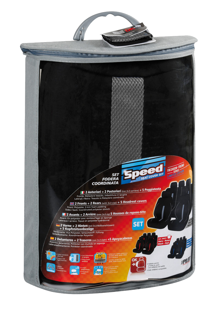 LAMPA Speed 9 részes univerzális üléshuzat, fekete-szürke