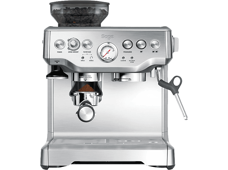 Sage SES875BSS2EEU1A the Barista Express Espresso-Maschine (Silber, Integrierte Kaffeemühle, 2400 Watt, 15 bar)