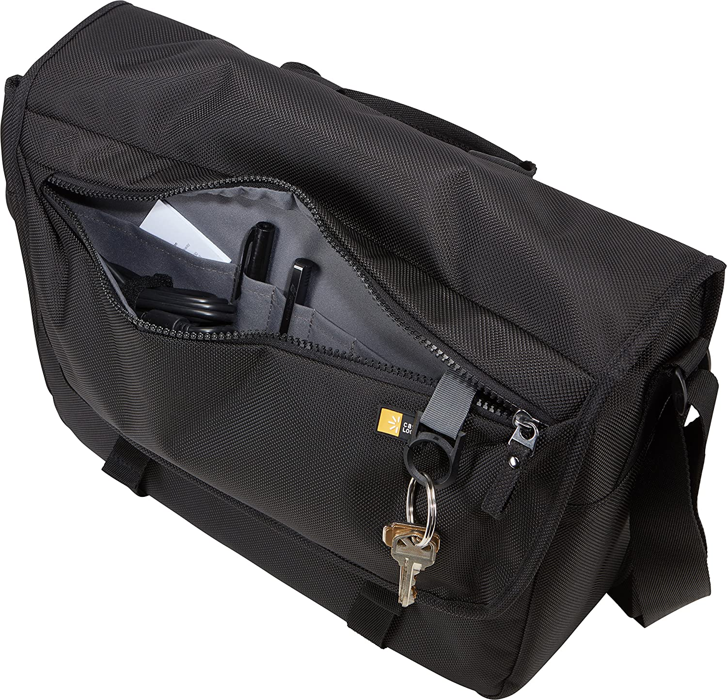 Maletín para portátil - Case Logic Bryker BRYM114K, Para portátiles hasta 14", Bandolera, Polyester, Negro