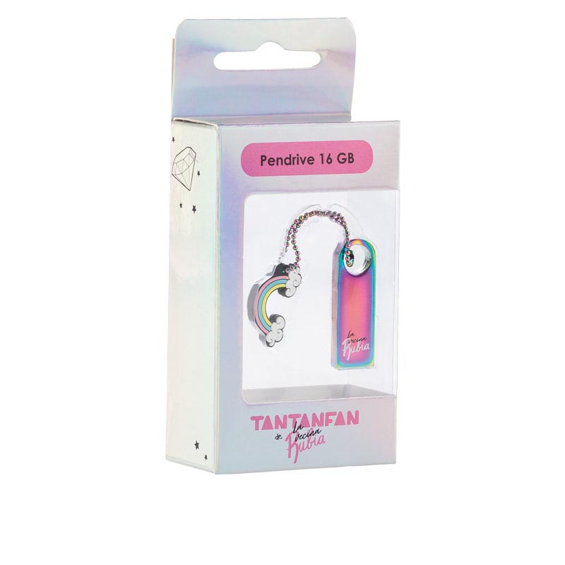 Memoria USB 16 GB - Tan Tan Fan La Vecina Rubia Pelazo, USB 2.0, Arcoiris, Multicolor