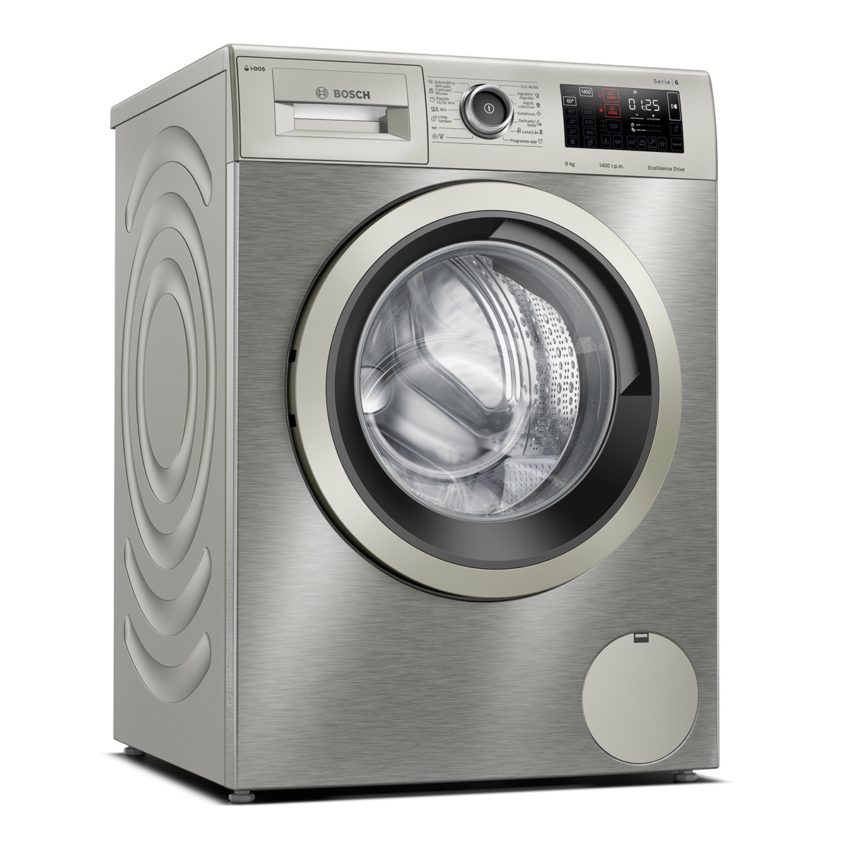 Lavadora carga frontal - Bosch WAU28PHXES, 9 kg, 1400 rpm, 15 Programas, i-DOS, Inox