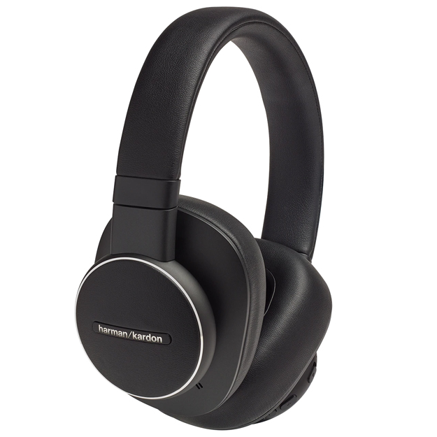 Auriculares negros de diadema con un acento plateado en las orejeras.