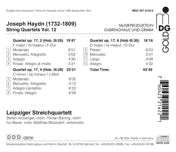 Leipziger Streichquartett - Vol. 12 Streichquartette op. 17 Nr. 2,4,6  - (CD)
