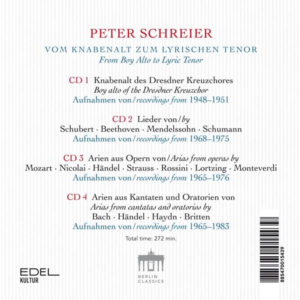 Rückseite einer CD mit Peter Schreier und Titeln.