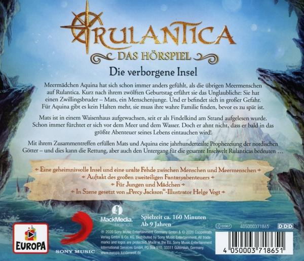 Ein CD-Cover mit Titel und Text auf Deutsch mit Meereshintergrund. Das Bild ist von einem Fantasy-Buch.