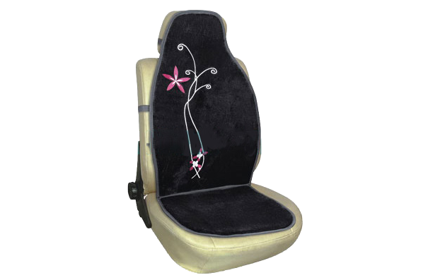 HOMASITA Fekete ülésvédő párban, hímzett virágmintával