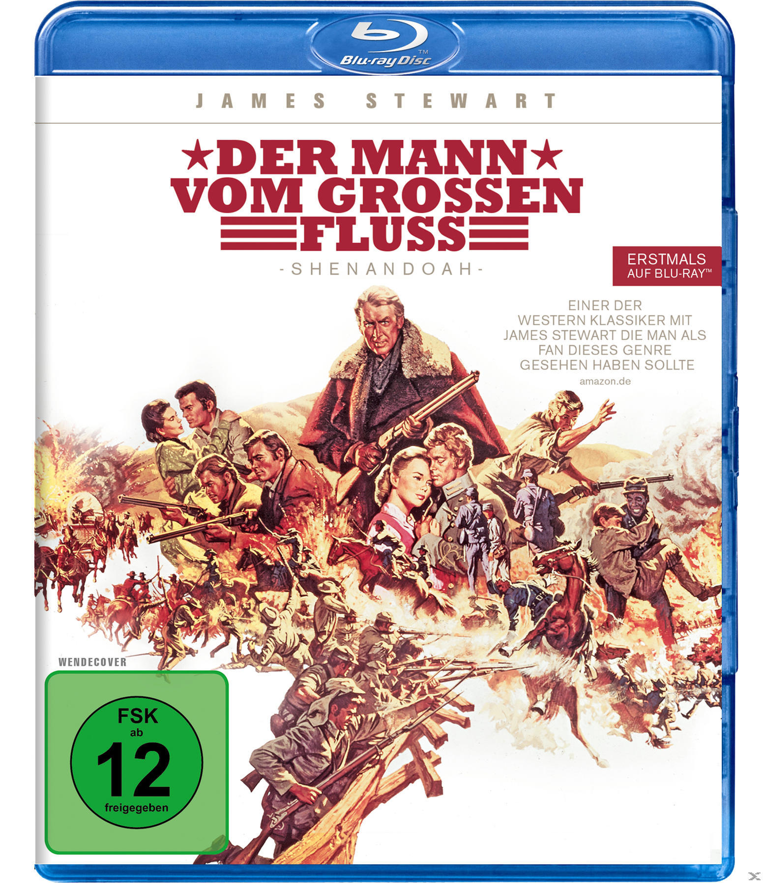 Blu-ray-Box-Art für "Der Mann vom Grossen Fluss". Mit James Stewart, Filmtitel und Schauspielern.