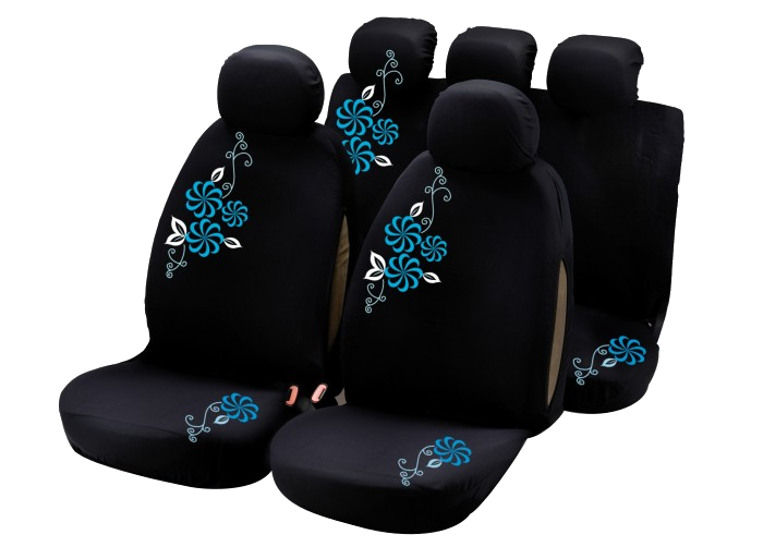 BOTTARI My Flower Swivel 9 részes üléshuzat szett, fekete-kék