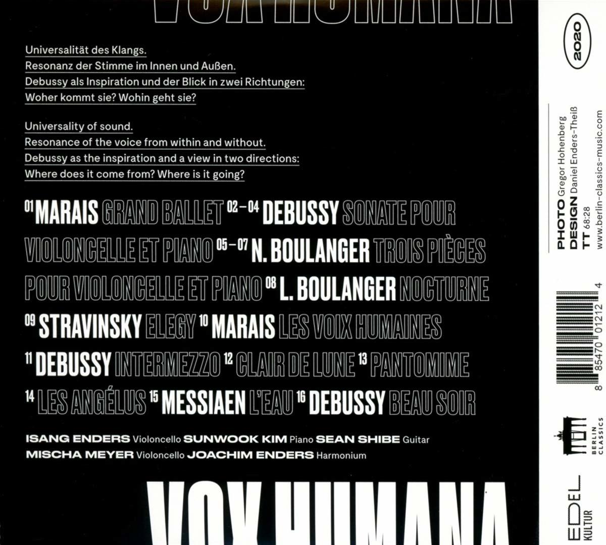 Rückseite einer CD mit Songtiteln und Credits, die auf schwarzem Hintergrund gedruckt sind.