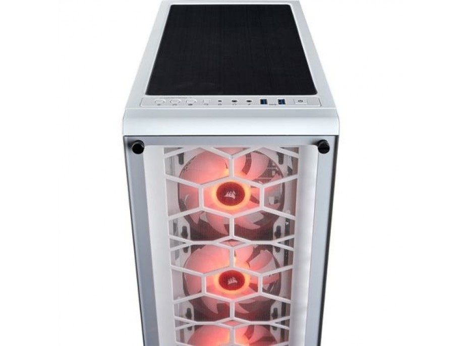 Chasis PC - Corsair Crystal 460X, ATX, mATX, mini ITX, Vidrio de acero, Blanco