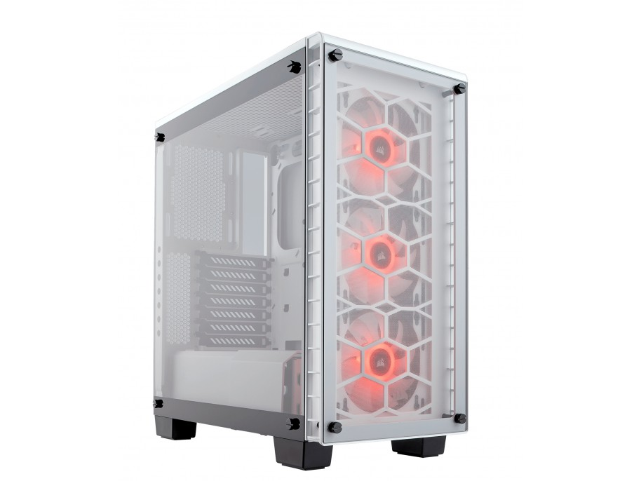 Chasis PC - Corsair Crystal 460X, ATX, mATX, mini ITX, Vidrio de acero, Blanco
