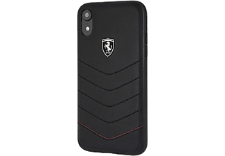 FERRARI Heritage iPhone XR tüzdelt valódi bőr tok, fekete (FEHQUHCI61BK)