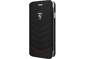 FERRARI Heritage iPhone 7 Plus tűzdelt bőr kinyitható tok, fekete (FEHQUFLBKP7LBK)