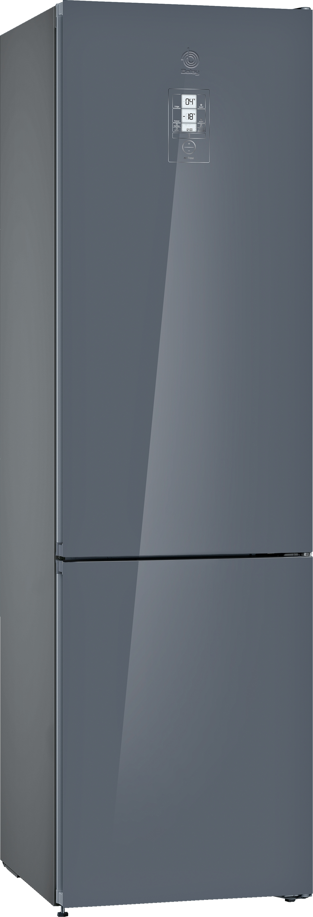 Frigorífico combi - Balay 3KFE768GI Cristal, No Frost, 366 l, 38 dB, Independiente, Display, Gris