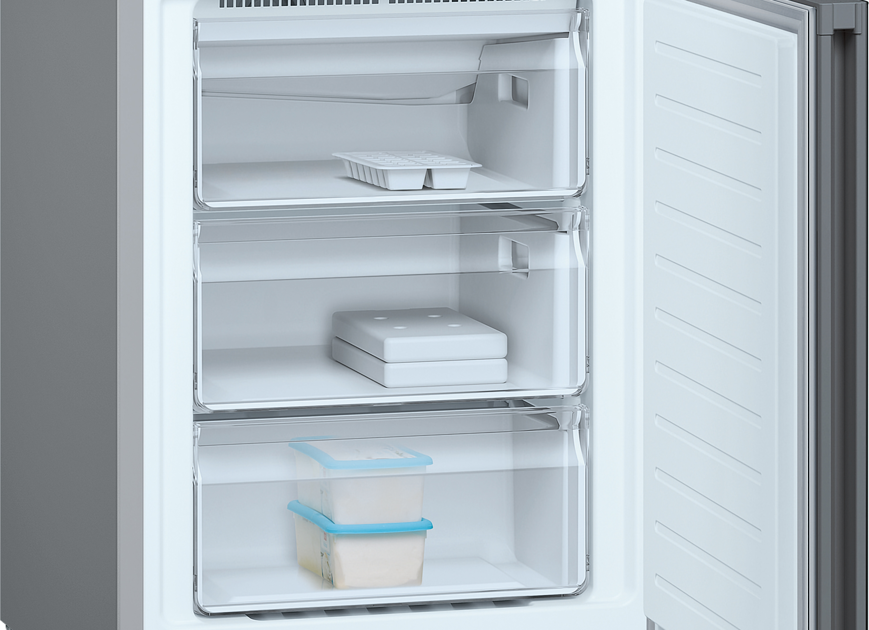 Frigorífico combi - Balay 3KFE768GI Cristal, No Frost, 366 l, 38 dB, Independiente, Display, Gris