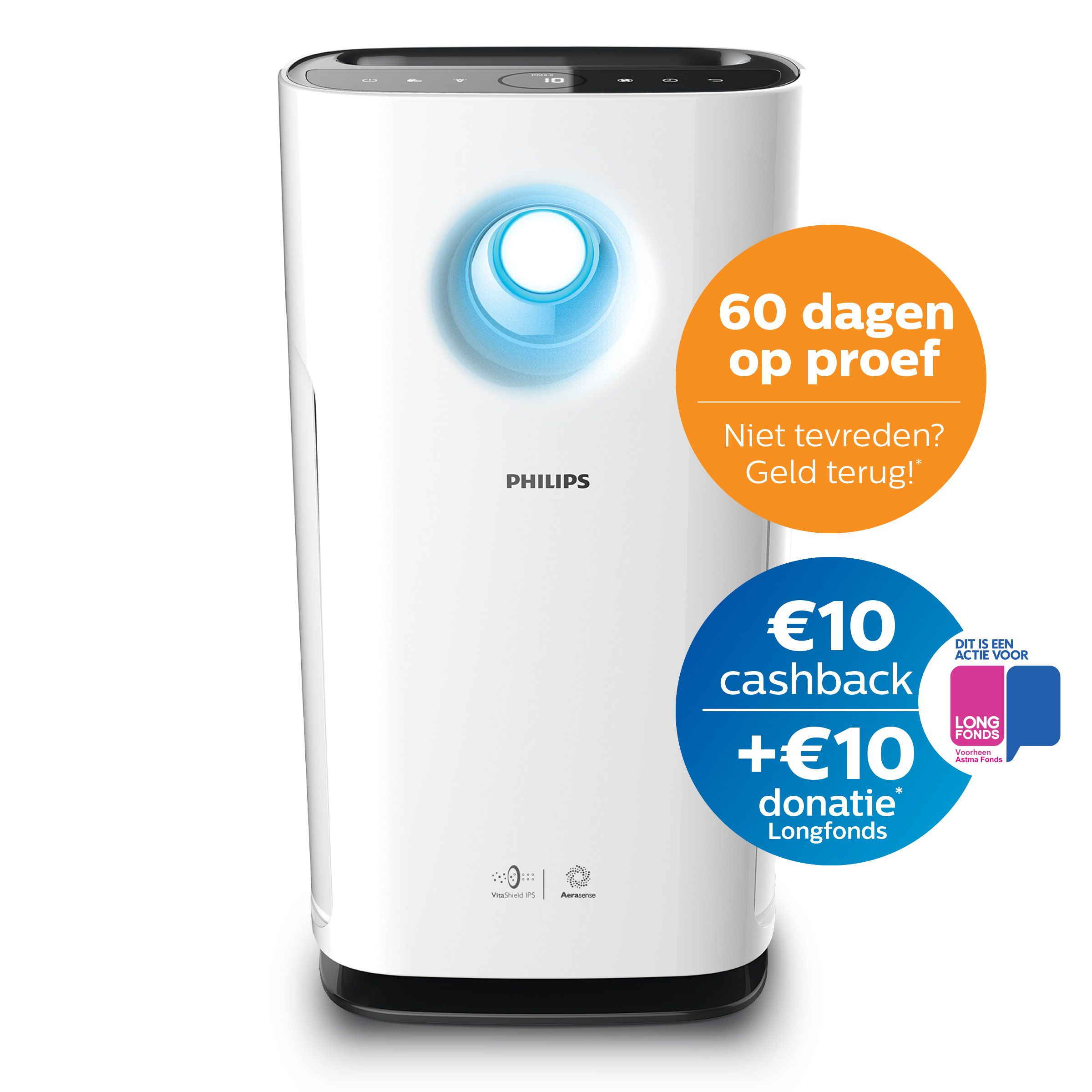 PHILIPS AC3256/10 3000 Series Luftreiniger Weiß (60 Watt, Raumgröße: 95 m³, Vorfilter, NanoProtect S3 HEPA-Filter, NanoProtect AC-Filter)