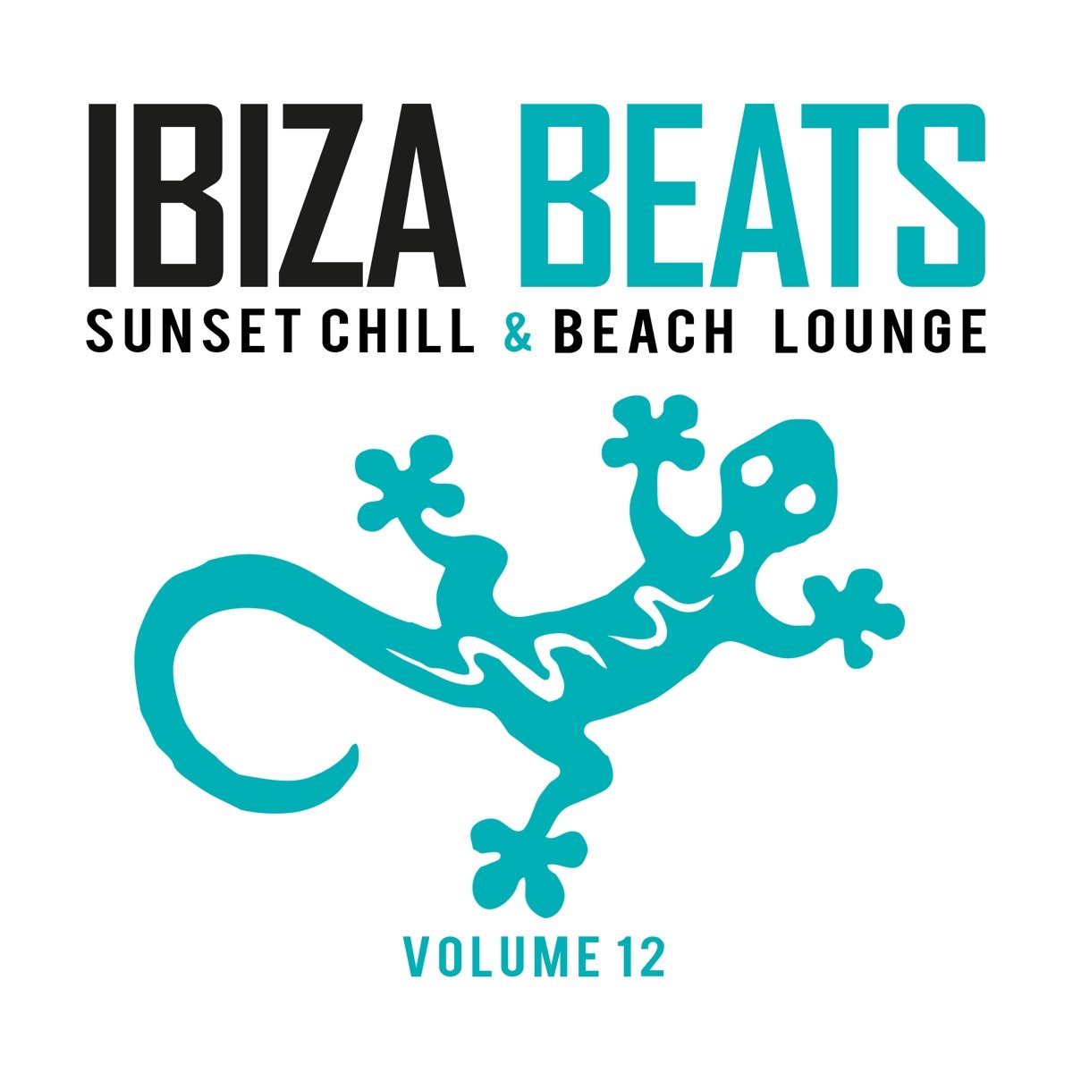 Pochette d'album : Graphique de lézard turquoise. Texte dit 'IBIZA BEATS'.