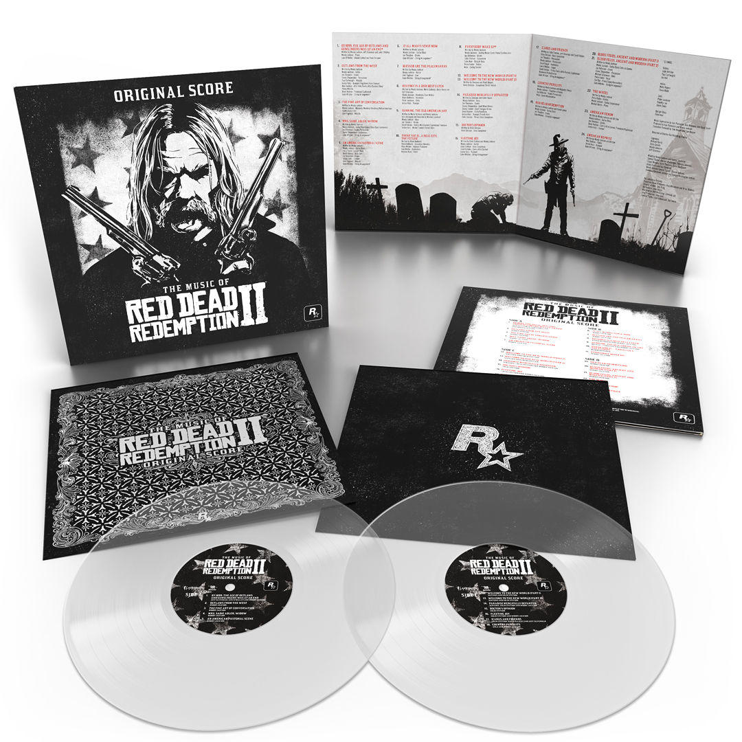 Red Dead Redemption II Vinyl-Schallplatten-Set. Enthält Albumhüllen und zwei Schallplatten.