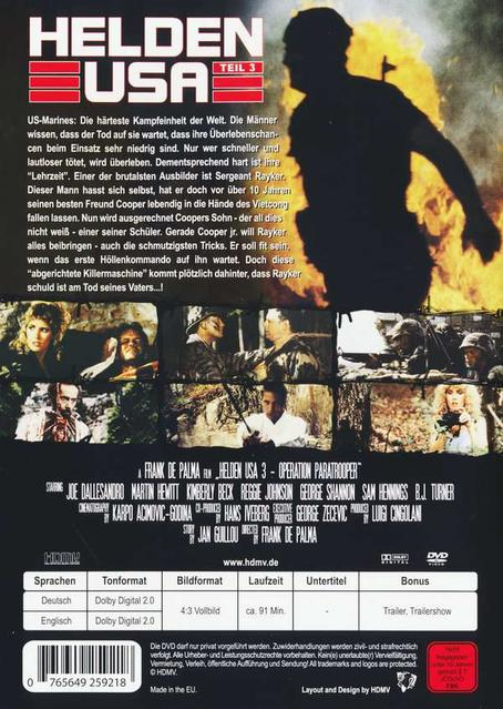 Filmplakat mit einem Soldaten in Flammen. Text auf Deutsch.
