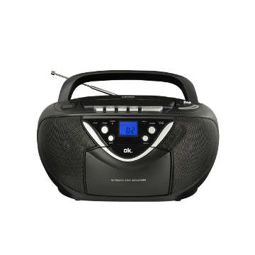 Radio CD - OKORC 530-B, CD, MP3, USB/ AUX-IN, Radio FM, Pilas, Negro