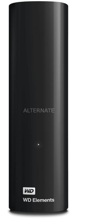 Üzerinde 'ALTERNATE' yazan uzun siyah bir WD Elements harici sabit sürücüsü.