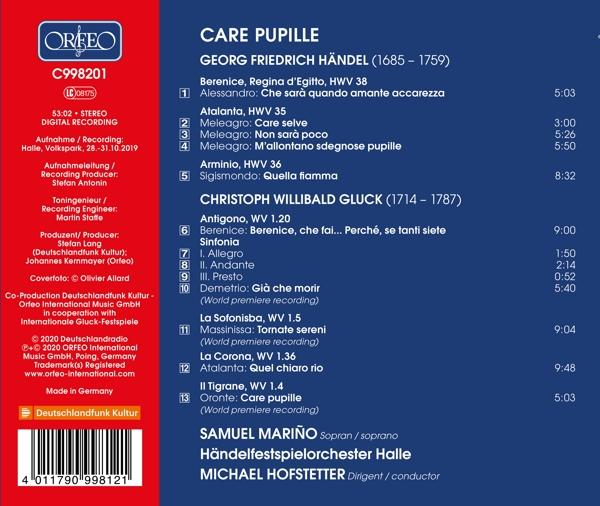 Rückseite einer Orfeo C998201 Musik-CD mit italienischen Titeln.