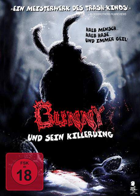 DVD-Cover eines Horrorfilms. Ein Hasenwesen mit Text in Rot auf dunklem Hintergrund.