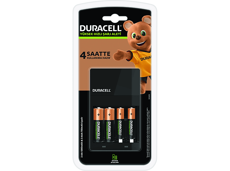 DURACELL Cef 14 Şarj Aleti + 2'şer Adet AA 1300 mAh ve AAA 750 mAh Pil