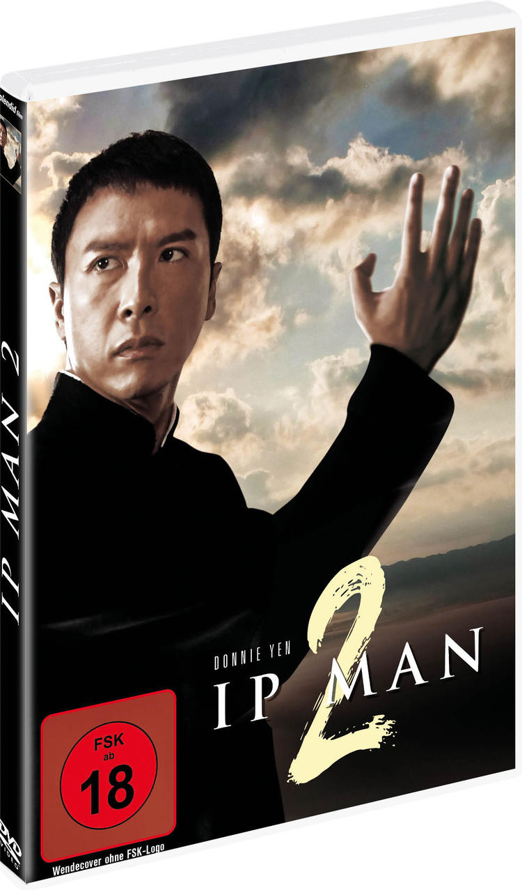 Filmcover für Ip Man 2. Zeigt einen Mann in schwarzer Kampfkunstkleidung mit erhobener Hand.