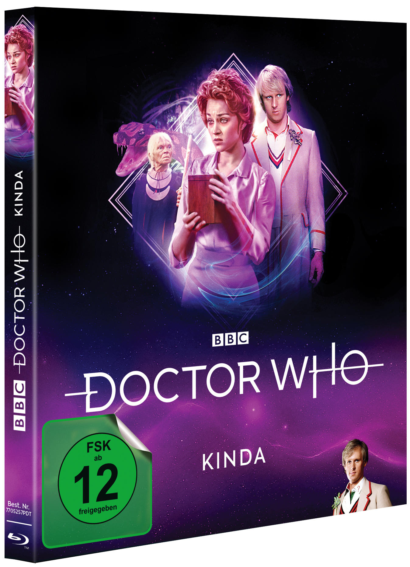 Doctor Who DVD-Hülle mit einer Frau und zwei Männern.
