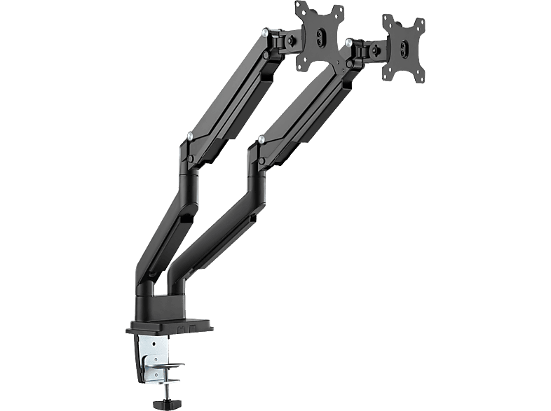 DIGITUS Universal Dual Monitorhalter mit Gasdruckfeder und Klemmbefestigung, 15-32", 2x 9 kg (max.); Monitorständer