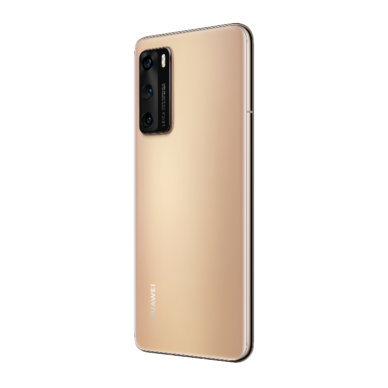 Un teléfono inteligente de color dorado sobre un fondo blanco.