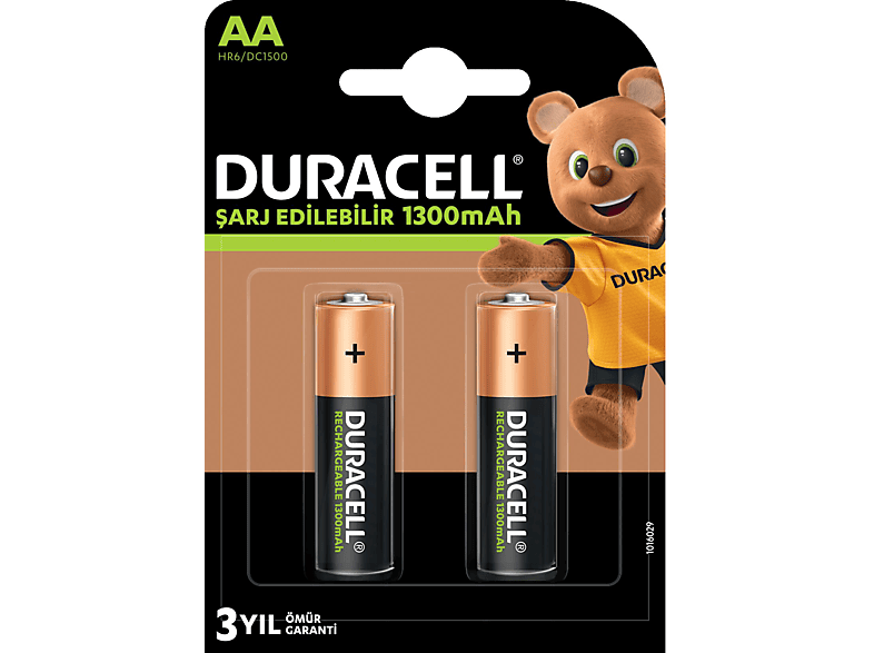 DURACELL Şarj Edilebilir Pil 2'li AA 1300 mAh