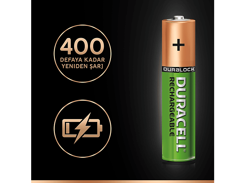 DURACELL 2'li AAA 750 mAh Şarj Edilebilir Pil_3