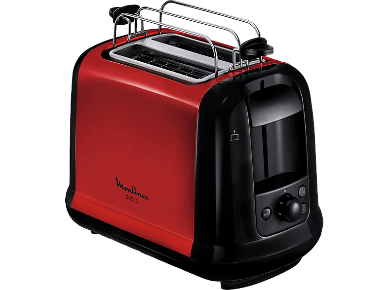 MOULINEX LT 261 Watt, 2) Metallic/Rot/Schwarz Toaster (850 D Schlitze