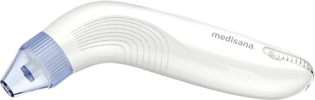 White medisana nose cleaner. The device has a curved handle and a blue nozzle.