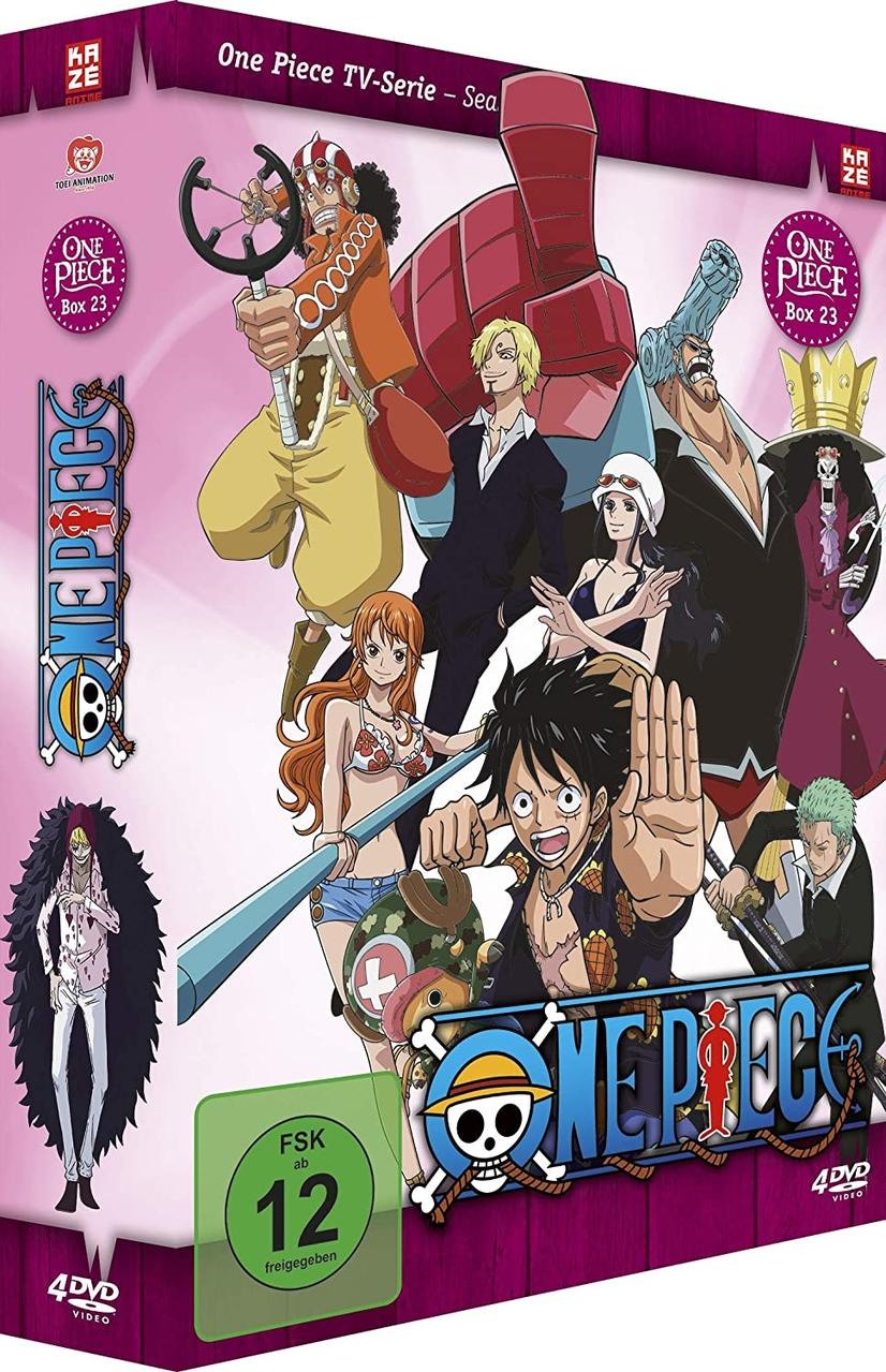 Eine One Piece DVD-Box mit Anime-Charakteren.