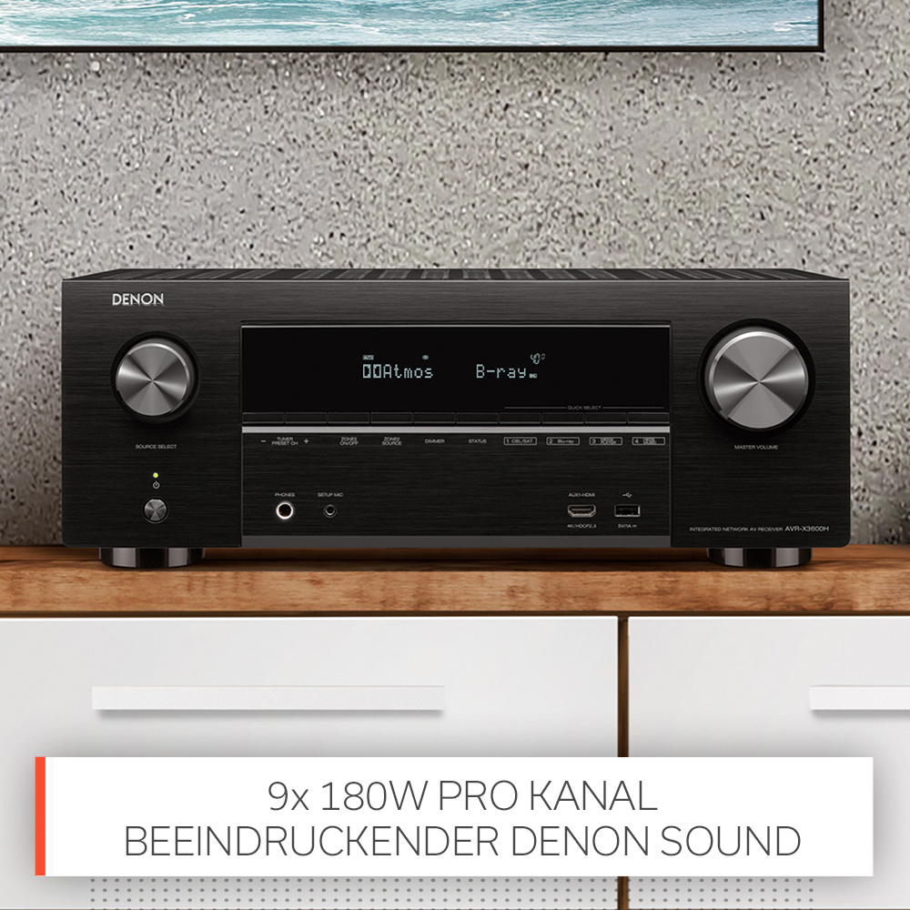 Schwarz) (9.2 AV-Receiver Kanäle, AVR-X3600H DENON