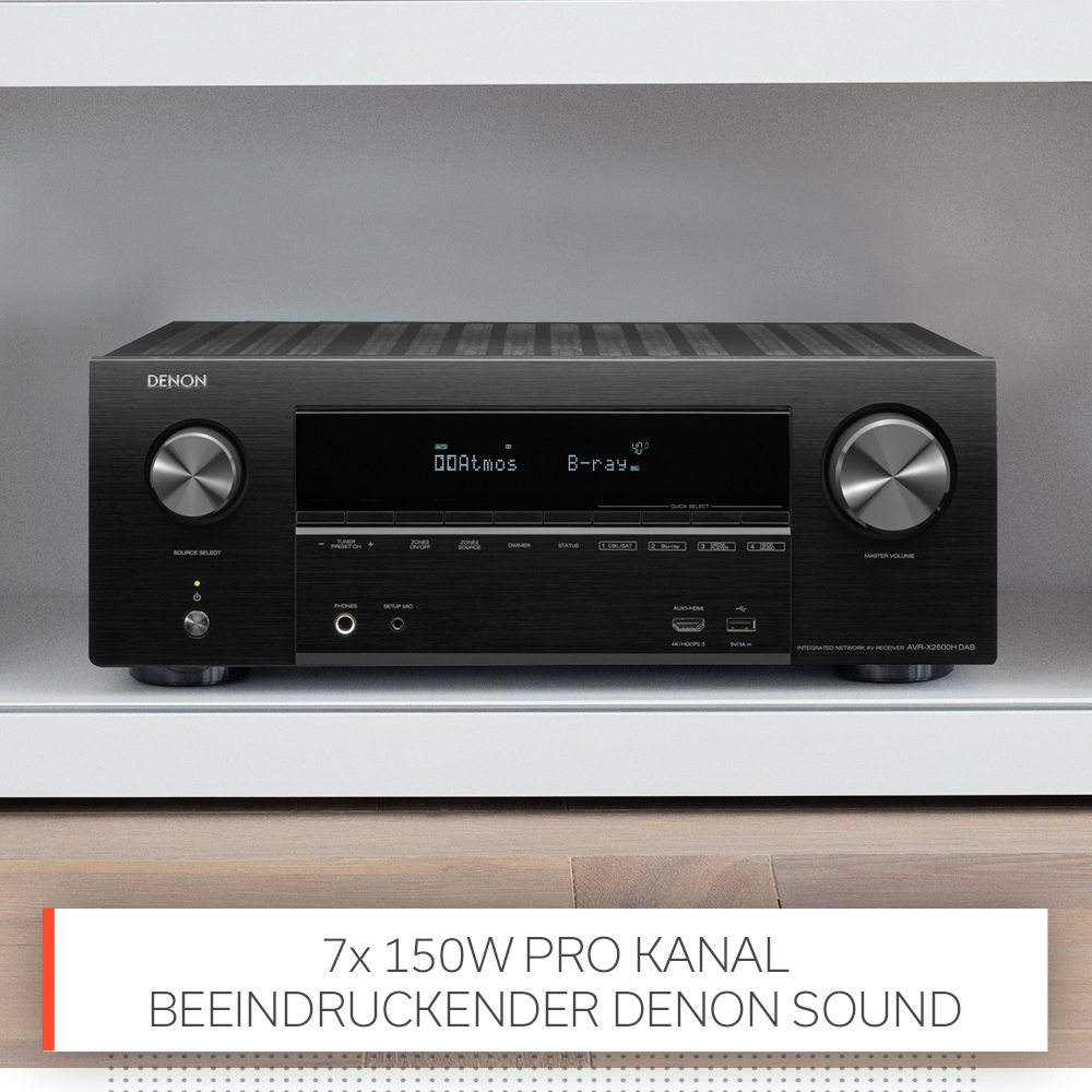 DENON AVR-X2600HDAB AV-Receiver (7.2 Kanäle, Schwarz)